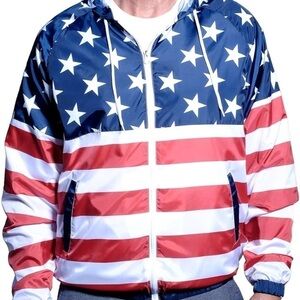American Summer Mens Full zipper Patriotic hoodie jacket sizes T21